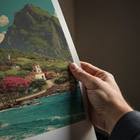 Saba Poster - Caribbean Travel Art - Coastal Village Scene Gallery Art
