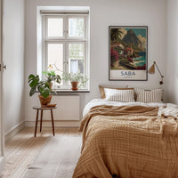 Saba Poster - Netherlands Travel Art - Colorful Coastal Town Wall Decor