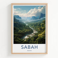 Sabah Rainforest Poster - Tropical Rainforest Print With Mountain