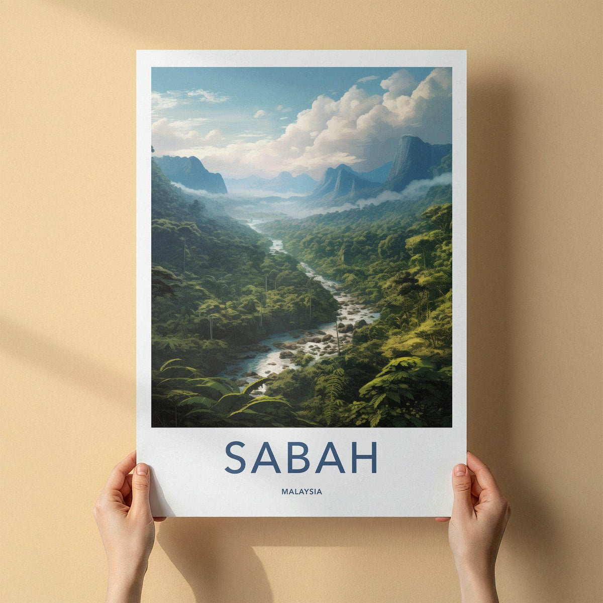 Sabah Rainforest Poster - Tropical Rainforest Print With Mountain