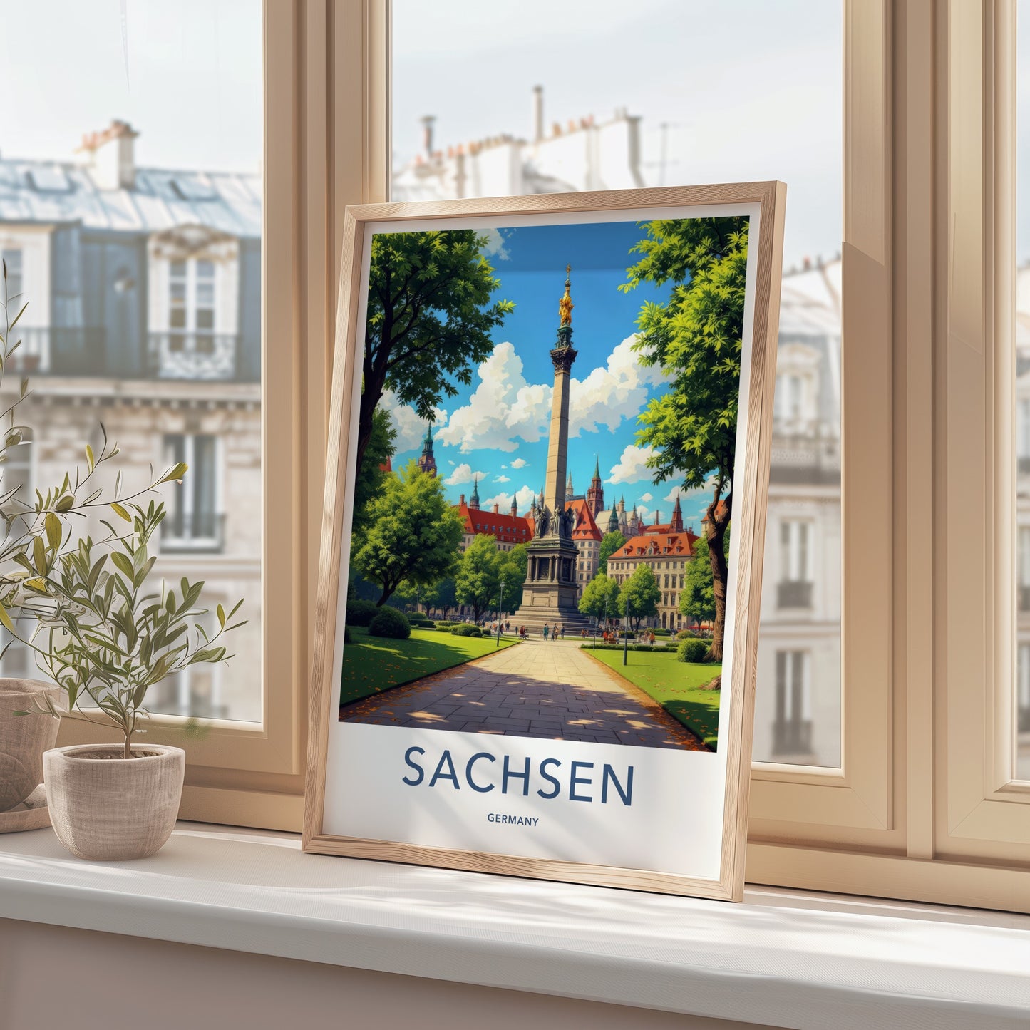 Sachsen Poster - Germany Travel Art - Grand Monument Park Home Decor