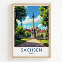 Sachsen Poster - Germany Travel Art - Grand Monument Park Home Decor