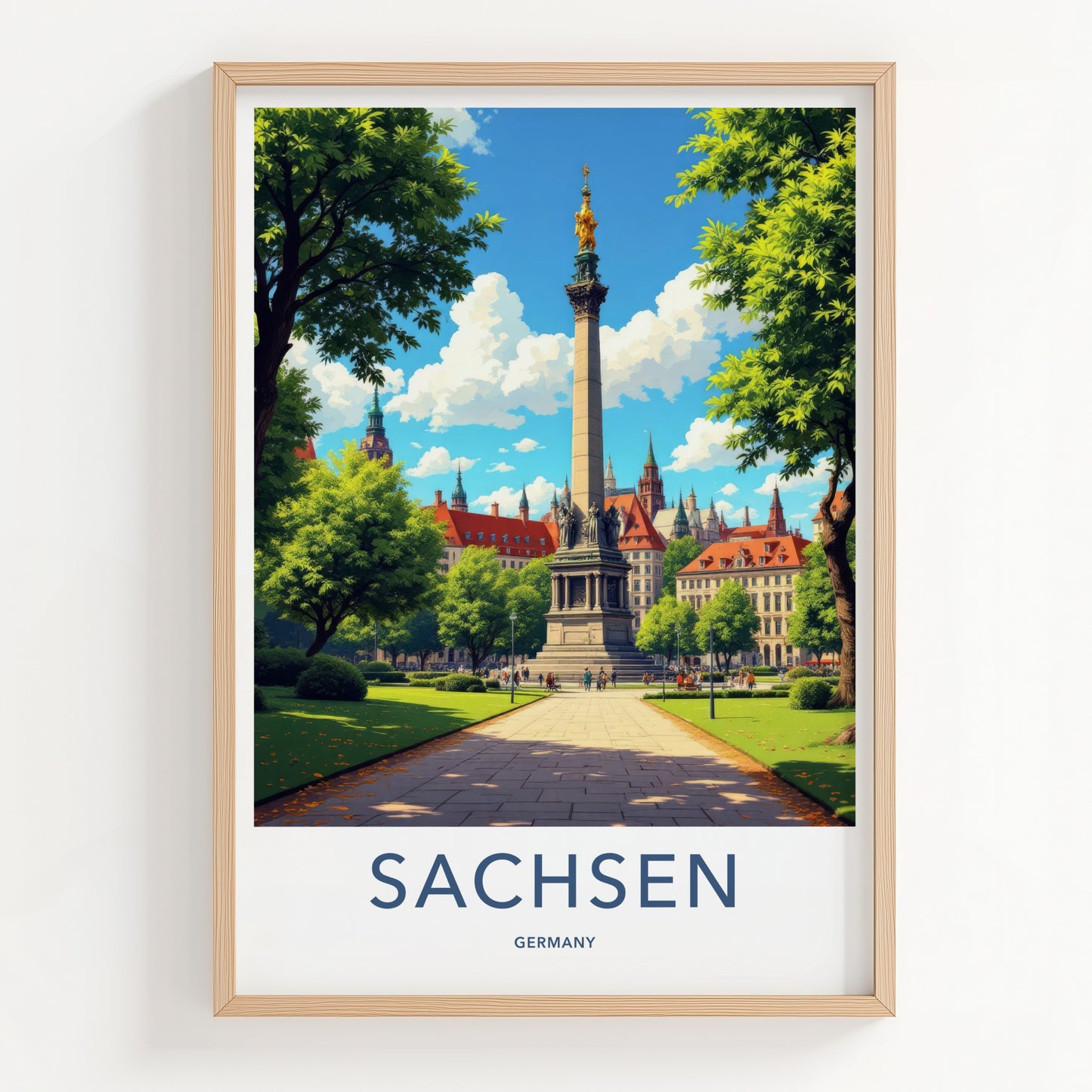 Sachsen Poster - Germany Travel Art - Grand Monument Park Home Decor