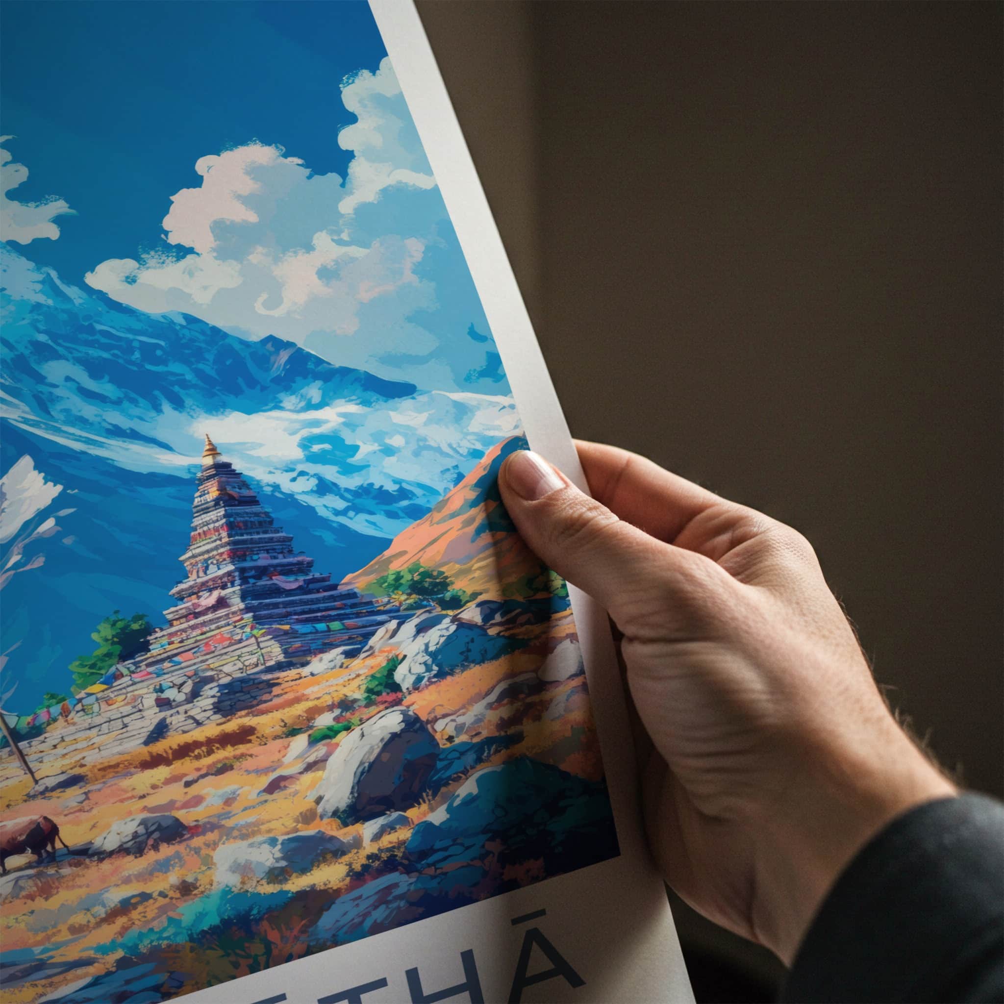 Sagarmatha National Park Poster - Nepal Travel Art - Himalayan Mountain Shrine Home Decor
