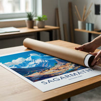 Sagarmatha National Park Poster - Nepal Travel Art - Himalayan Mountain Shrine Home Decor