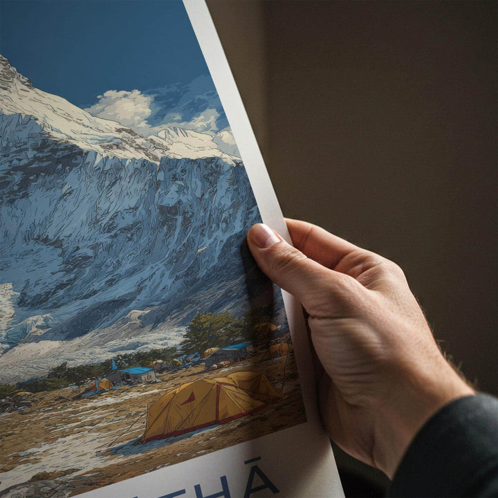 Sagarmatha Poster - Nepal Travel Art - Mountain Base Camp Home Decor