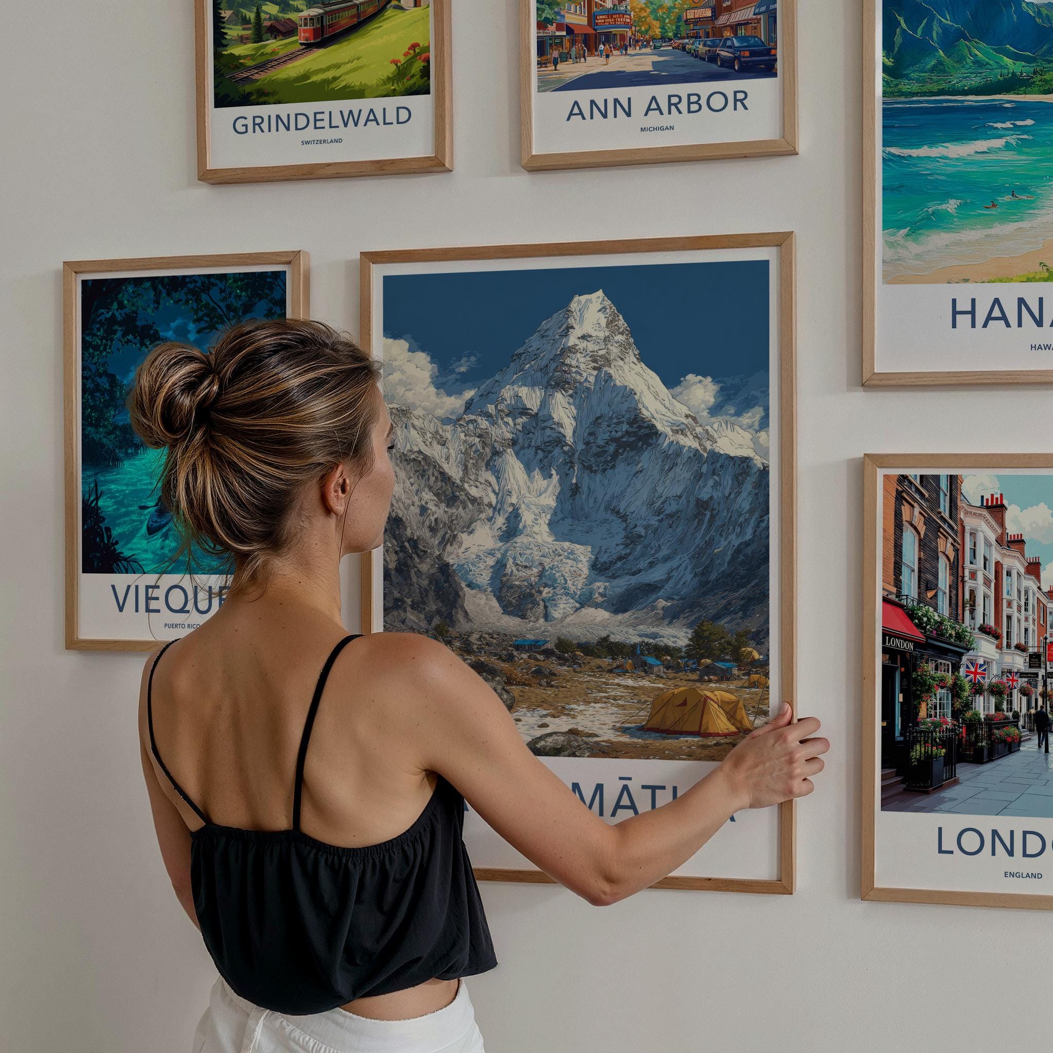 Sagarmatha Poster - Nepal Travel Art - Mountain Base Camp Home Decor