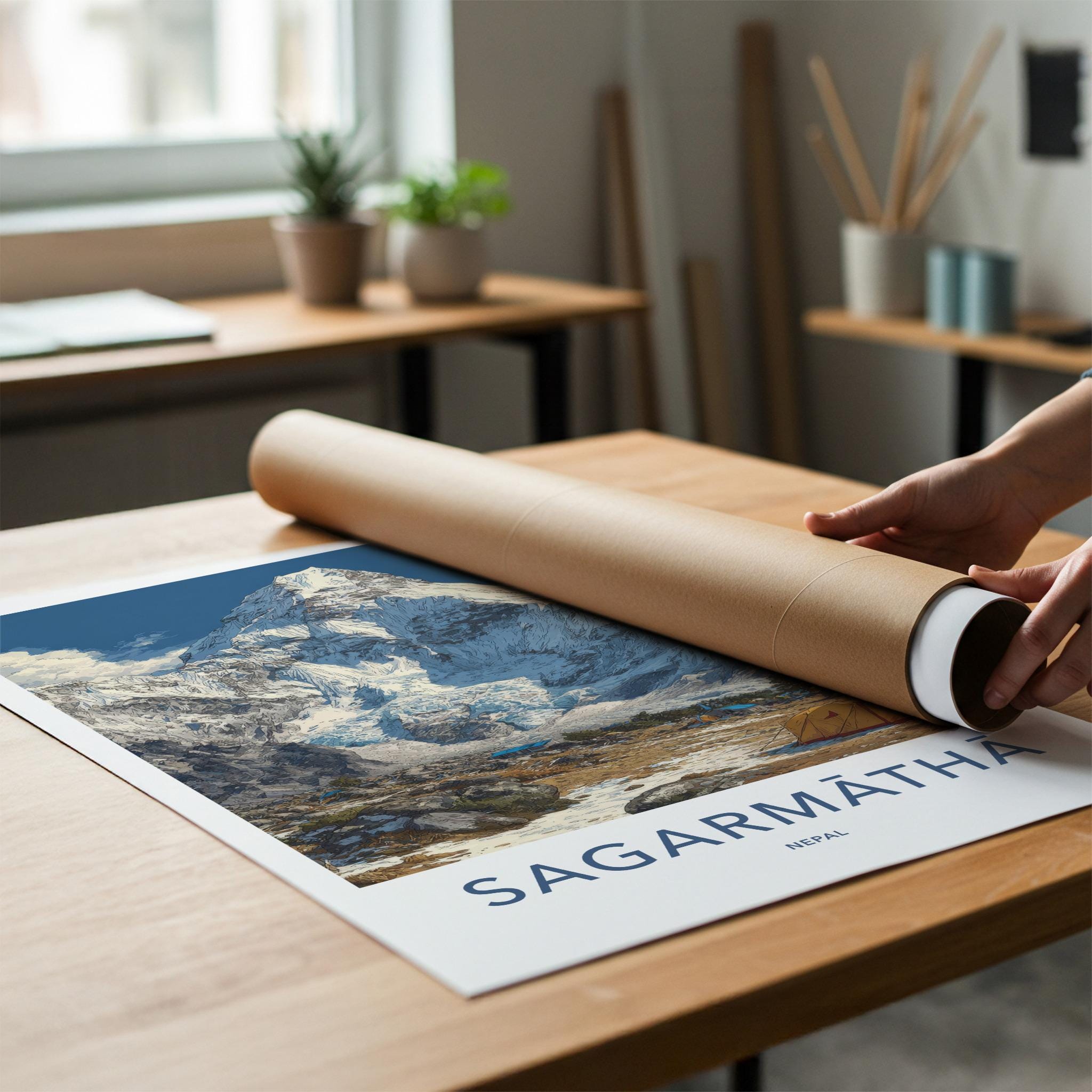 Sagarmatha Poster - Nepal Travel Art - Mountain Base Camp Home Decor