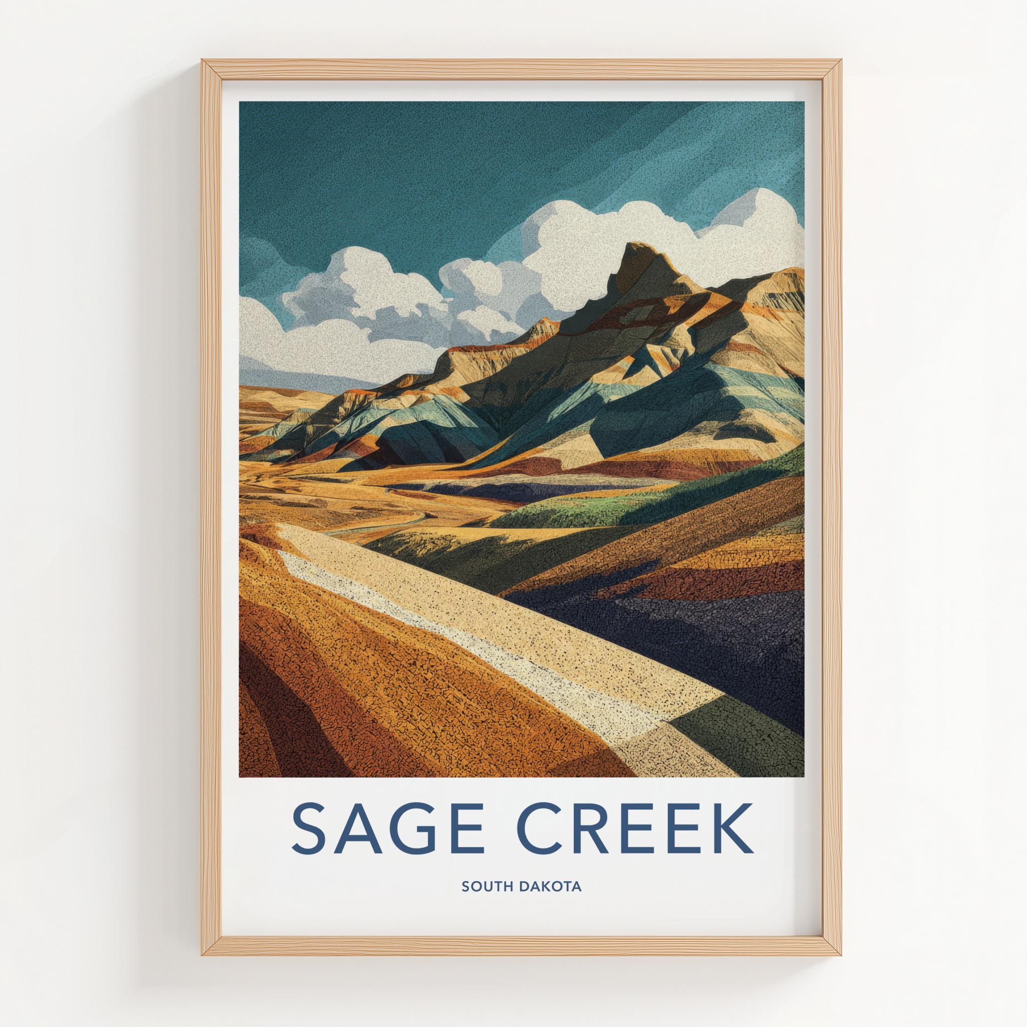 Sage Creek Poster - South Dakota Art Print - Layered Badlands Vista Wall Decor