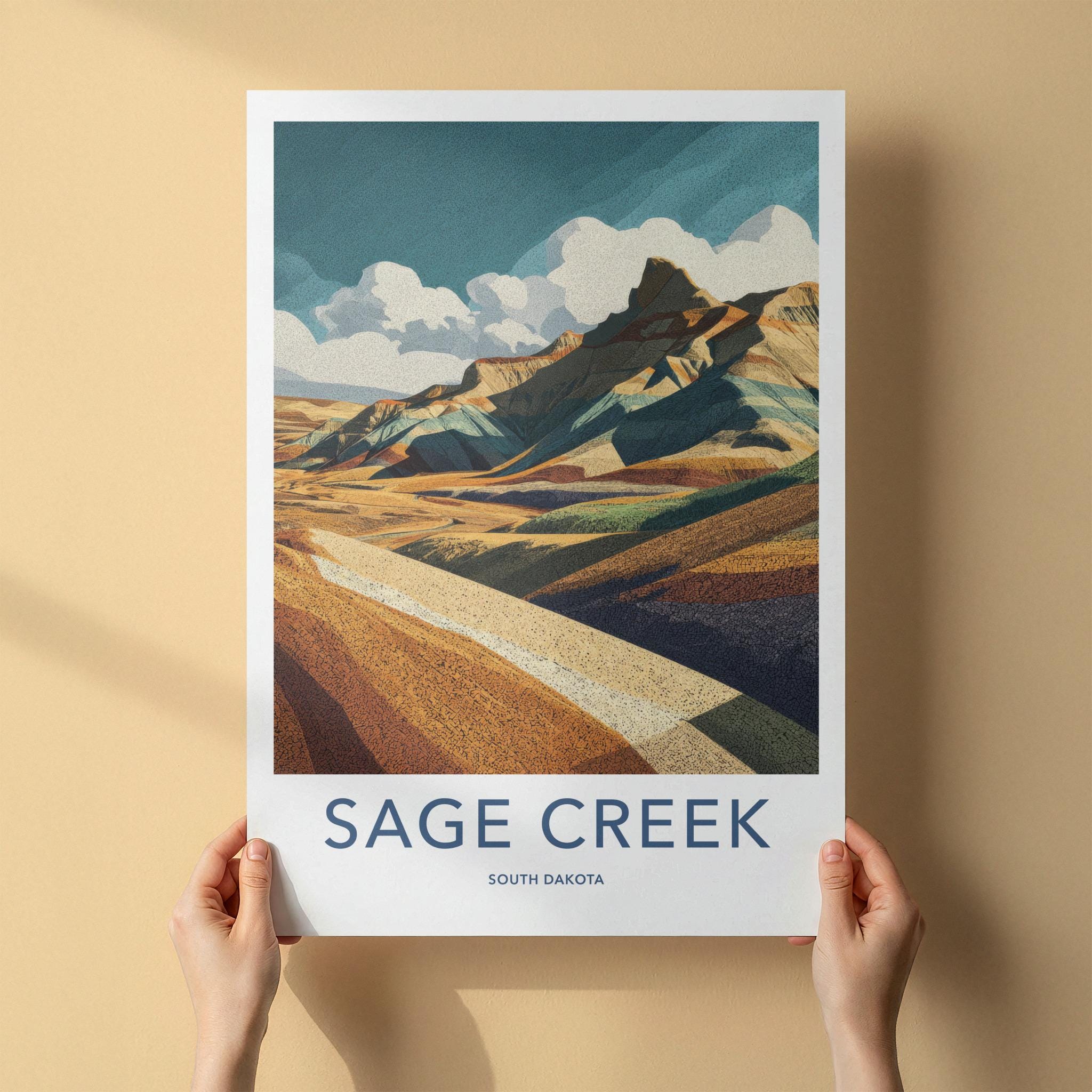 Sage Creek Poster - South Dakota Art Print - Layered Badlands Vista Wall Decor
