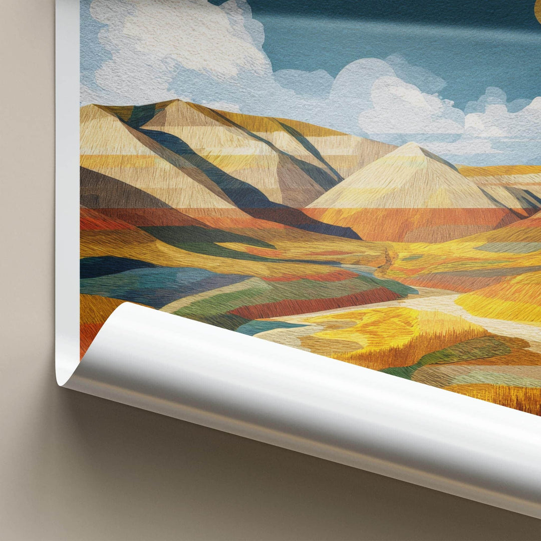 Sage Creek Poster - South Dakota Travel Art - Layered Prairie Hills Wall Decor