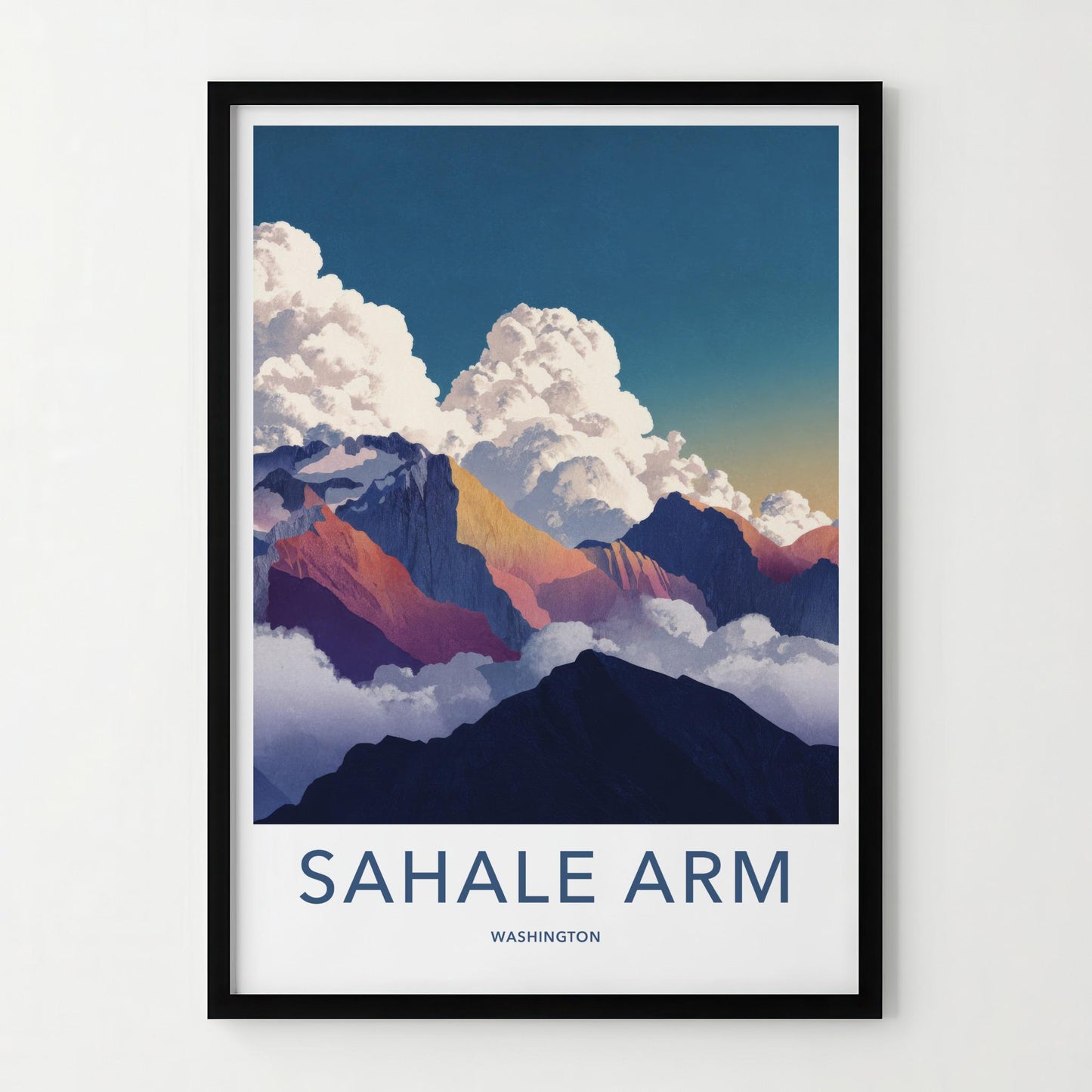 Sahale Arm Poster - Washington Travel Art - Colorful Mountain Peaks Home Decor