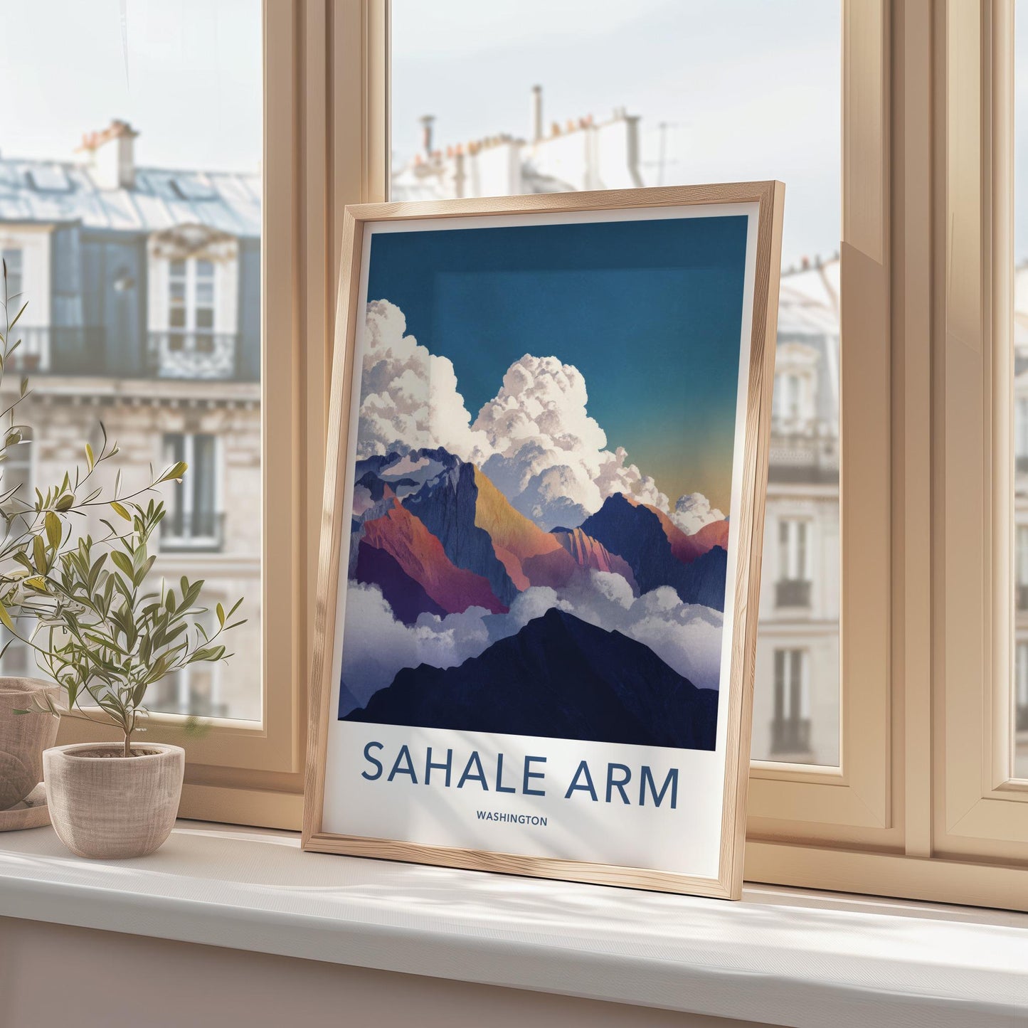 Sahale Arm Poster - Washington Travel Art - Colorful Mountain Peaks Home Decor