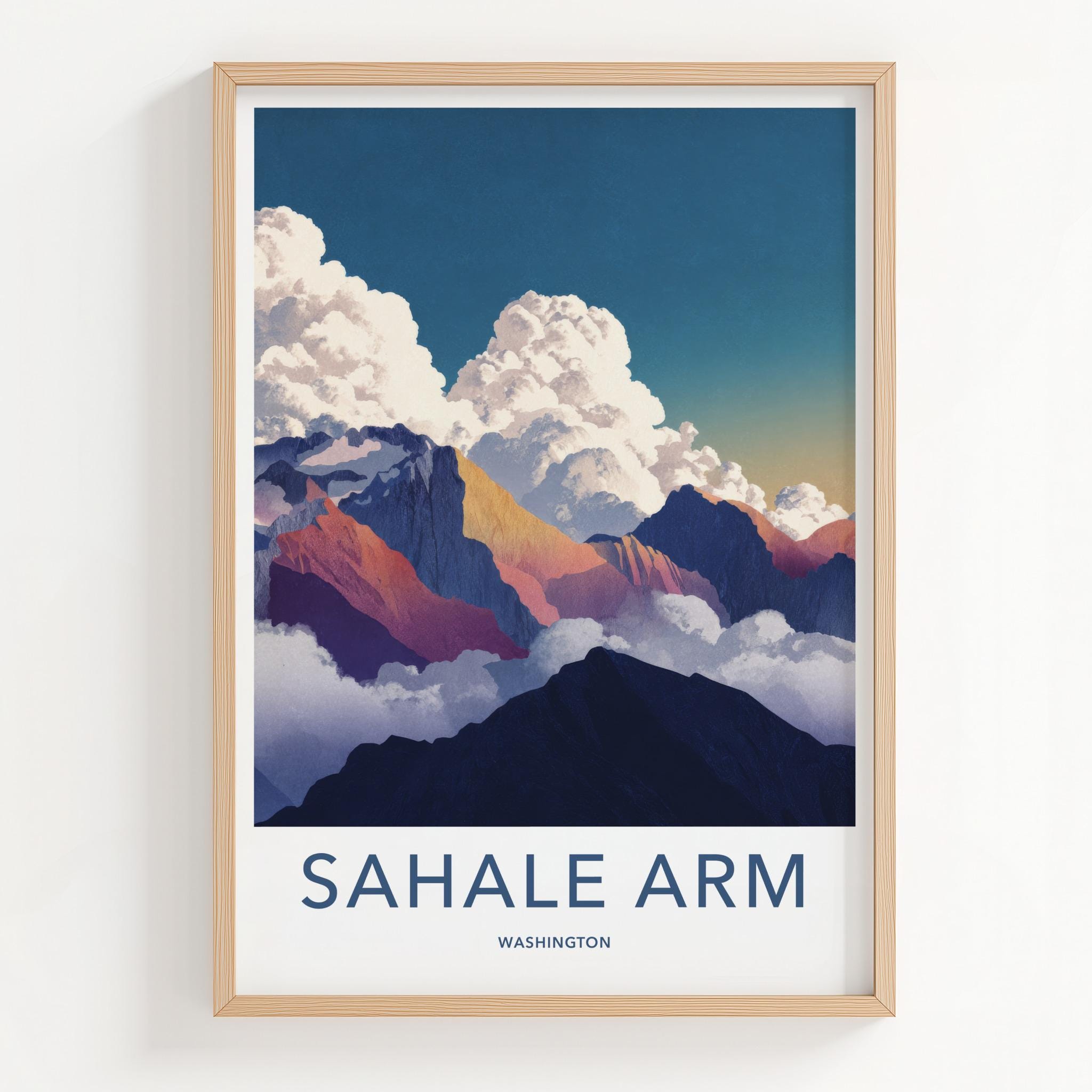 Sahale Arm Poster - Washington Travel Art - Colorful Mountain Peaks Home Decor