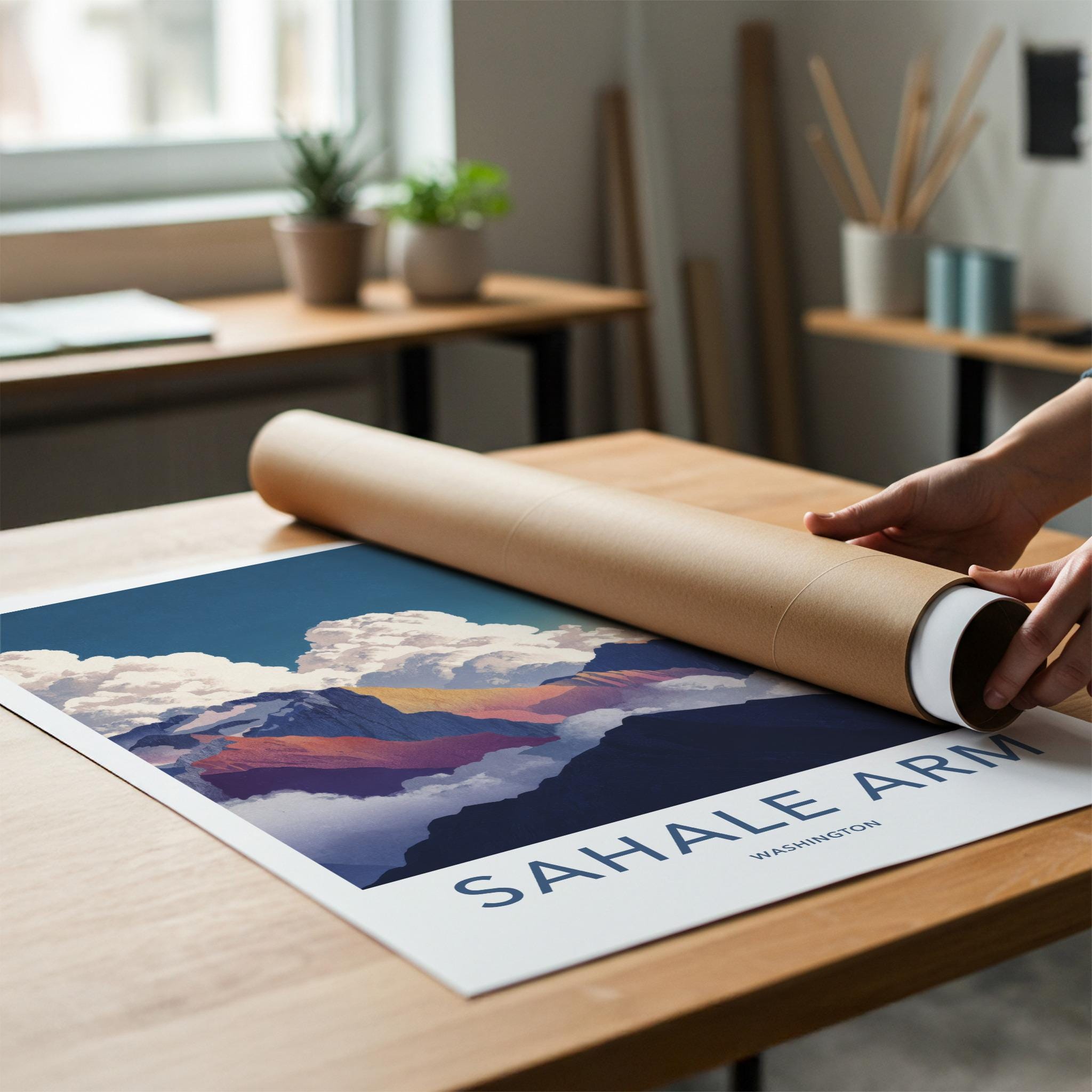 Sahale Arm Poster - Washington Travel Art - Colorful Mountain Peaks Home Decor