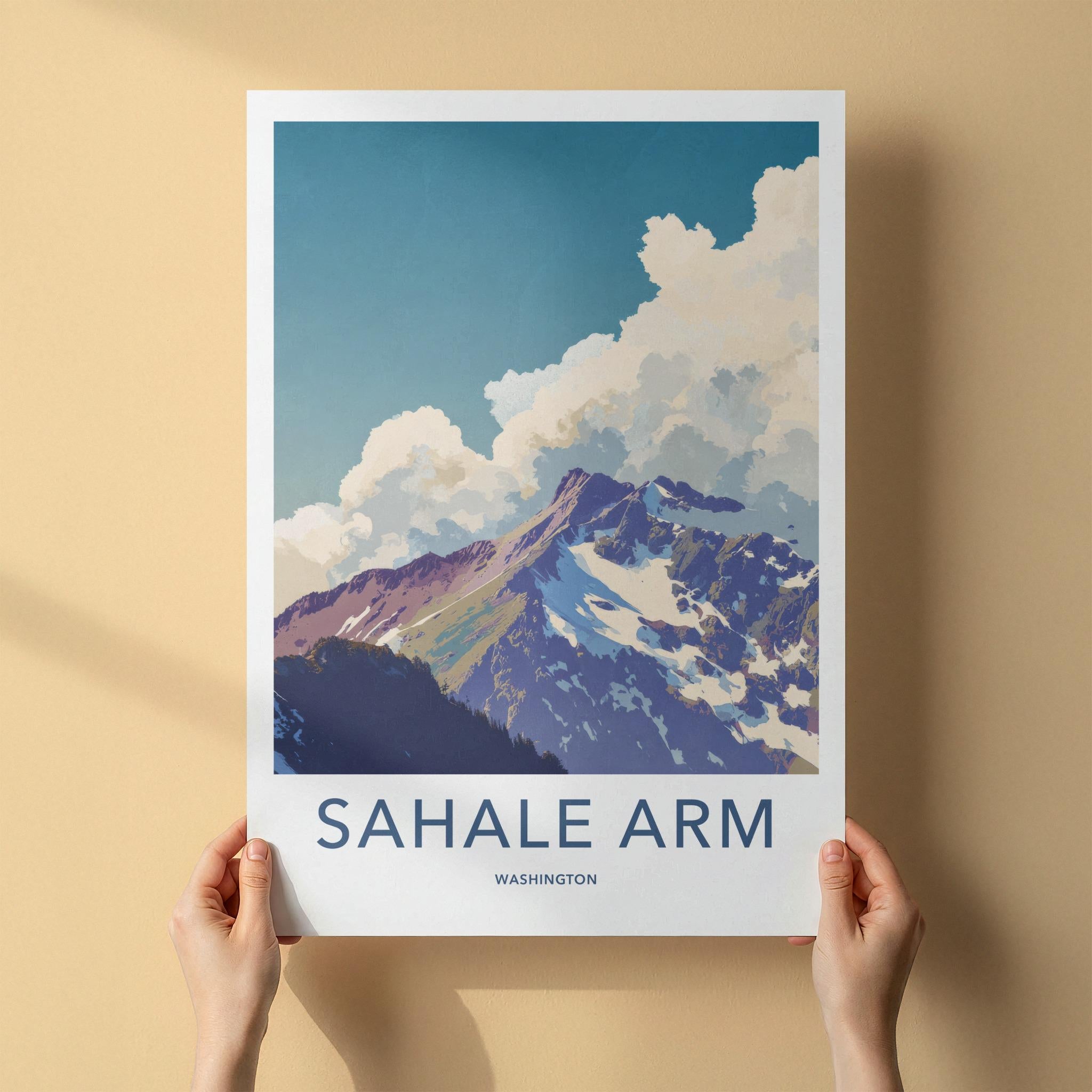 Sahale Arm Poster - Washington Travel Art - Snowy Mountain Peaks Home Decor