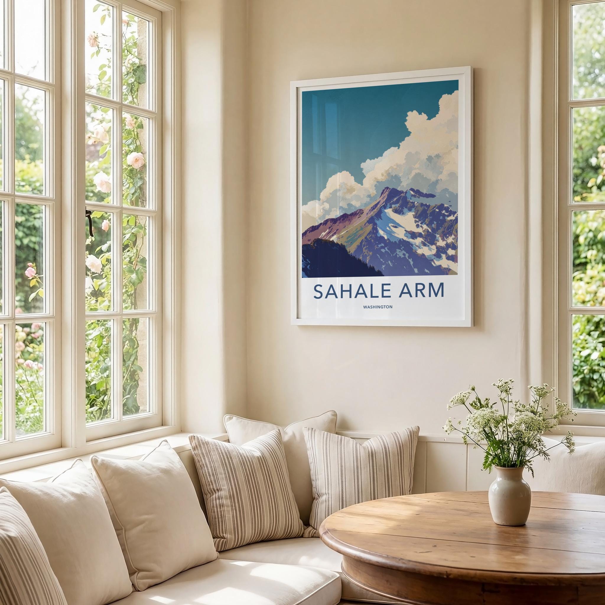 Sahale Arm Poster - Washington Travel Art - Snowy Mountain Peaks Home Decor
