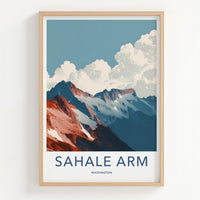 Sahale Arm Poster - Washington Wall Art - Reddish Mountain Peaks Home Decor