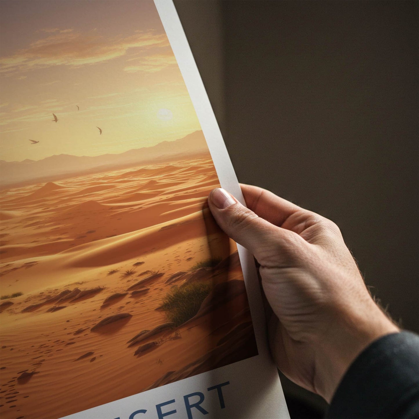 Sahara Desert Poster - Africa Travel Art - Golden Desert Camels Home Decor