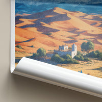 Sahara Desert Poster - Morocco Travel Art - Desert Village Scene Home Decor