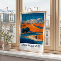 Sahara Desert Poster - Morocco Travel Art - Figures Desert Path Wall Decor