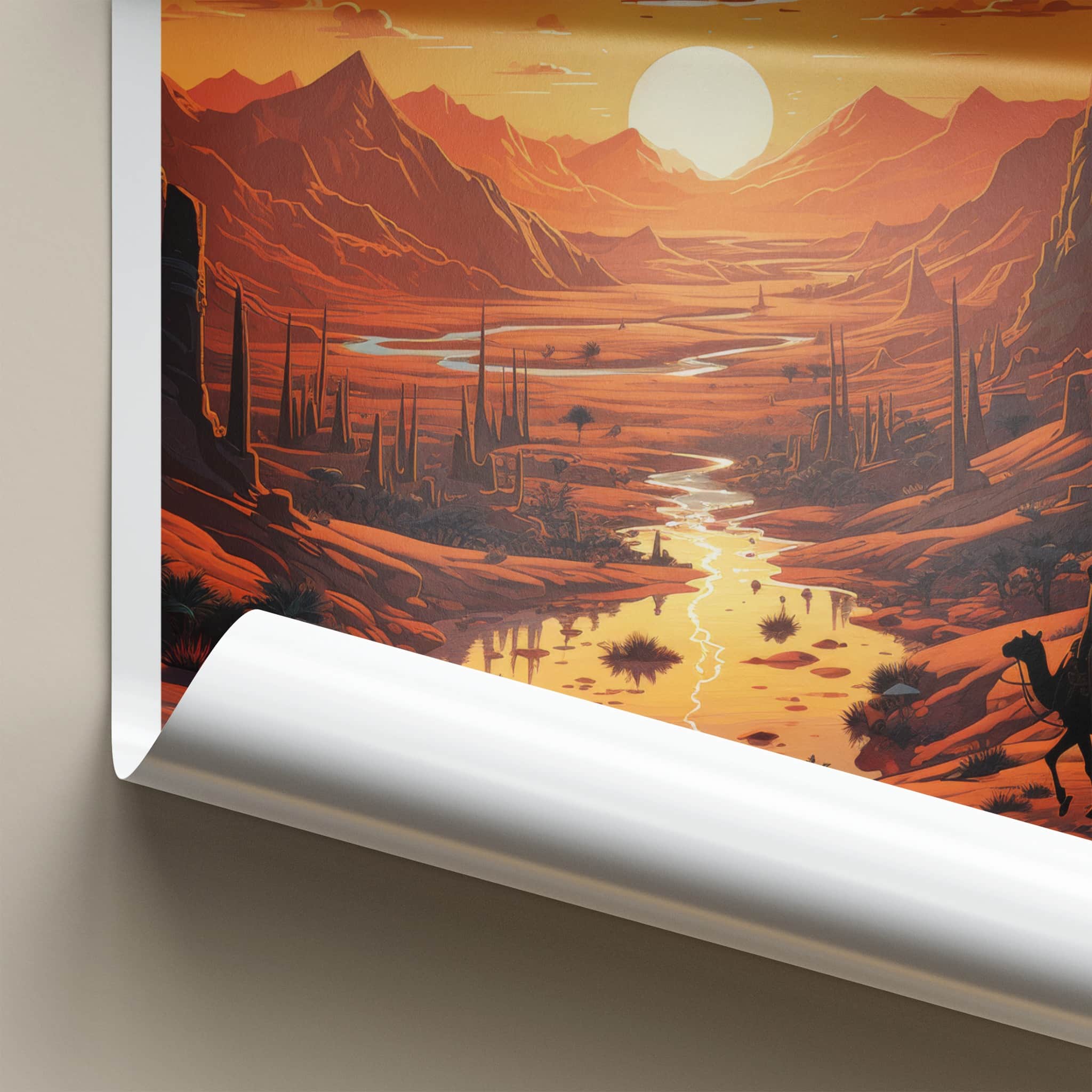 Sahara Poster - Morocco Framed Print - Desert Landscape Sunset Lounge Decor