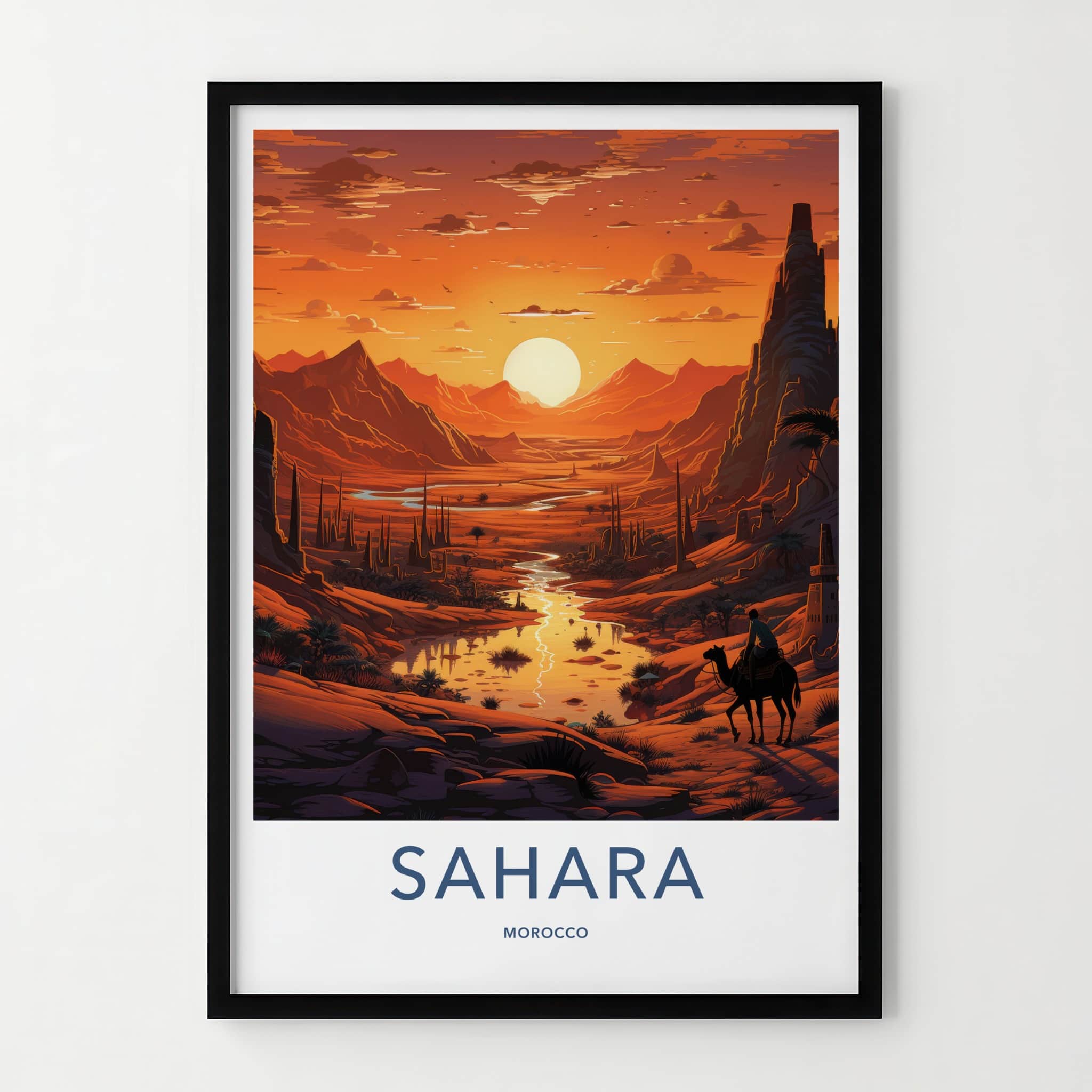 Sahara Poster - Morocco Framed Print - Desert Landscape Sunset Lounge Decor