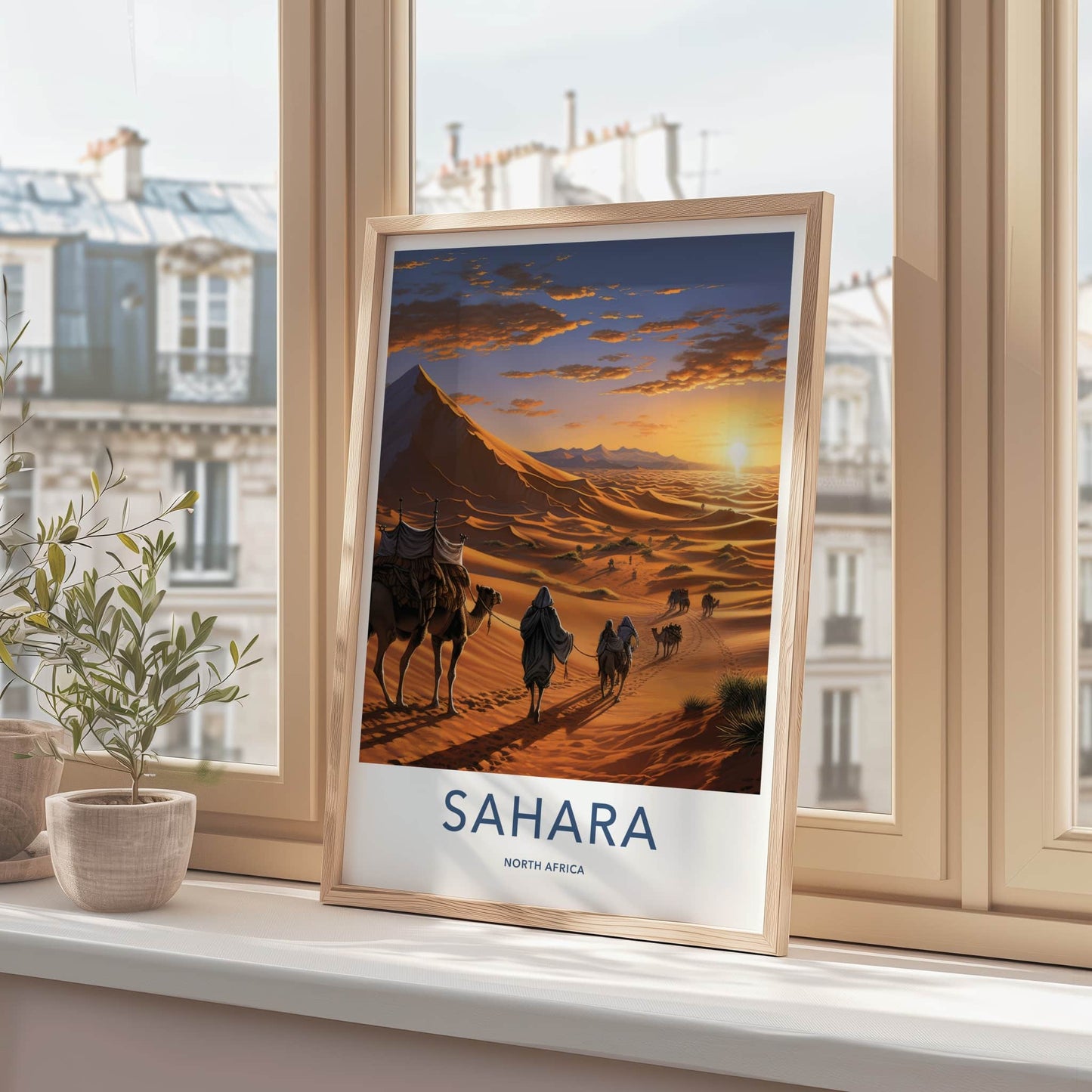 Sahara Poster - North Africa Travel Art - Sunset Desert Dunes Home Decor
