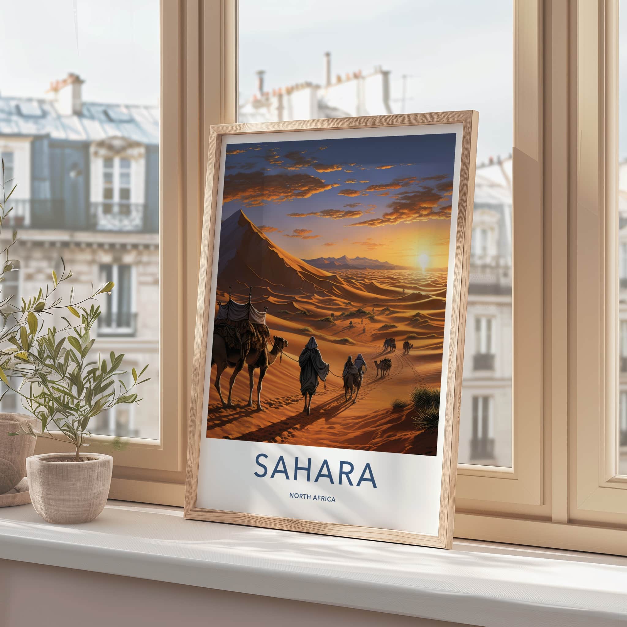 Sahara Poster - North Africa Travel Art - Sunset Desert Dunes Home Decor