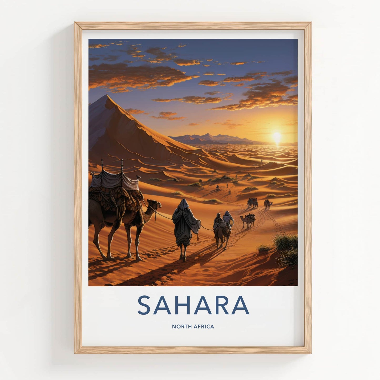 Sahara Poster - North Africa Travel Art - Sunset Desert Dunes Home Decor