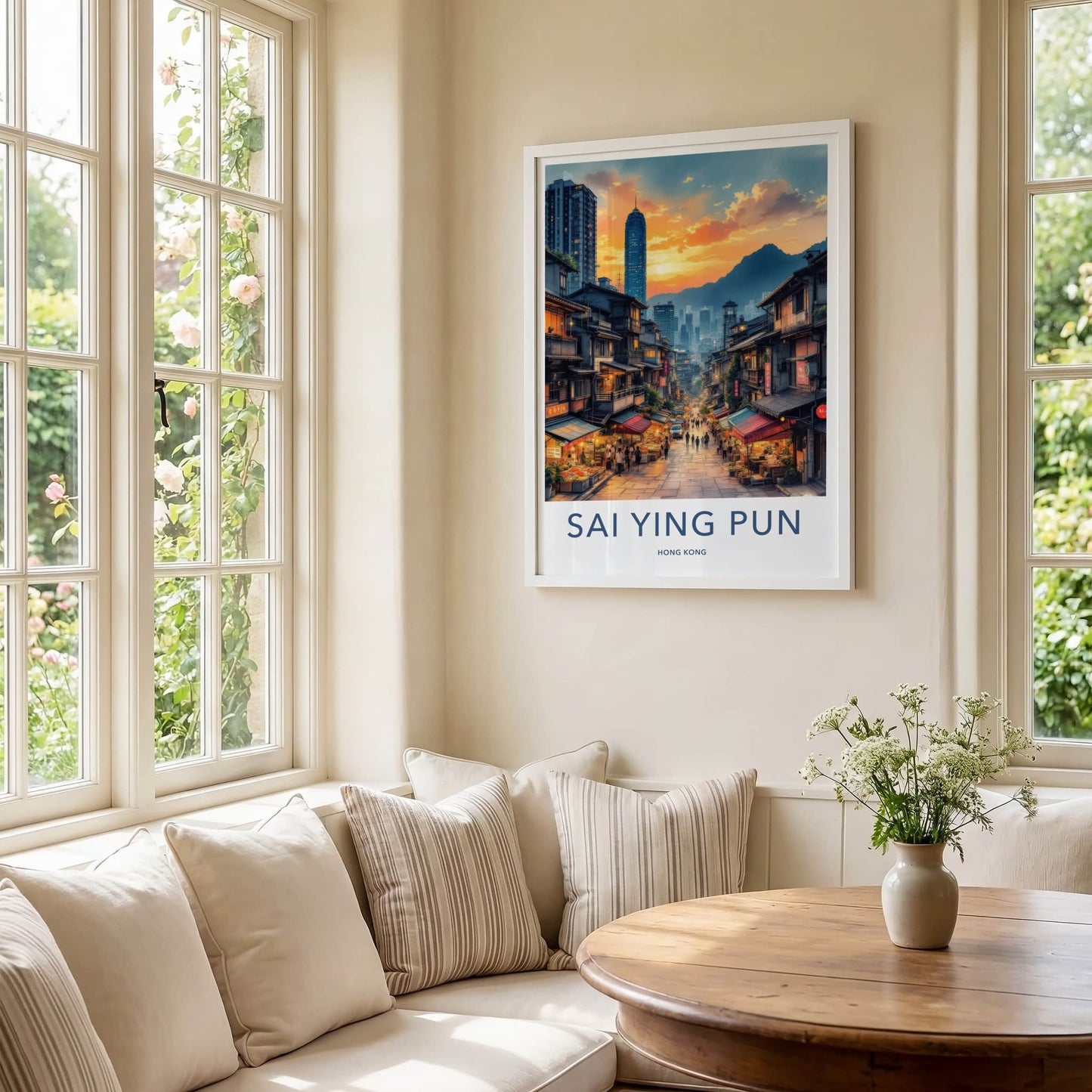 Sai Ying Pun Poster - Hong Kong Fine Art - Busy Asian Street Gift