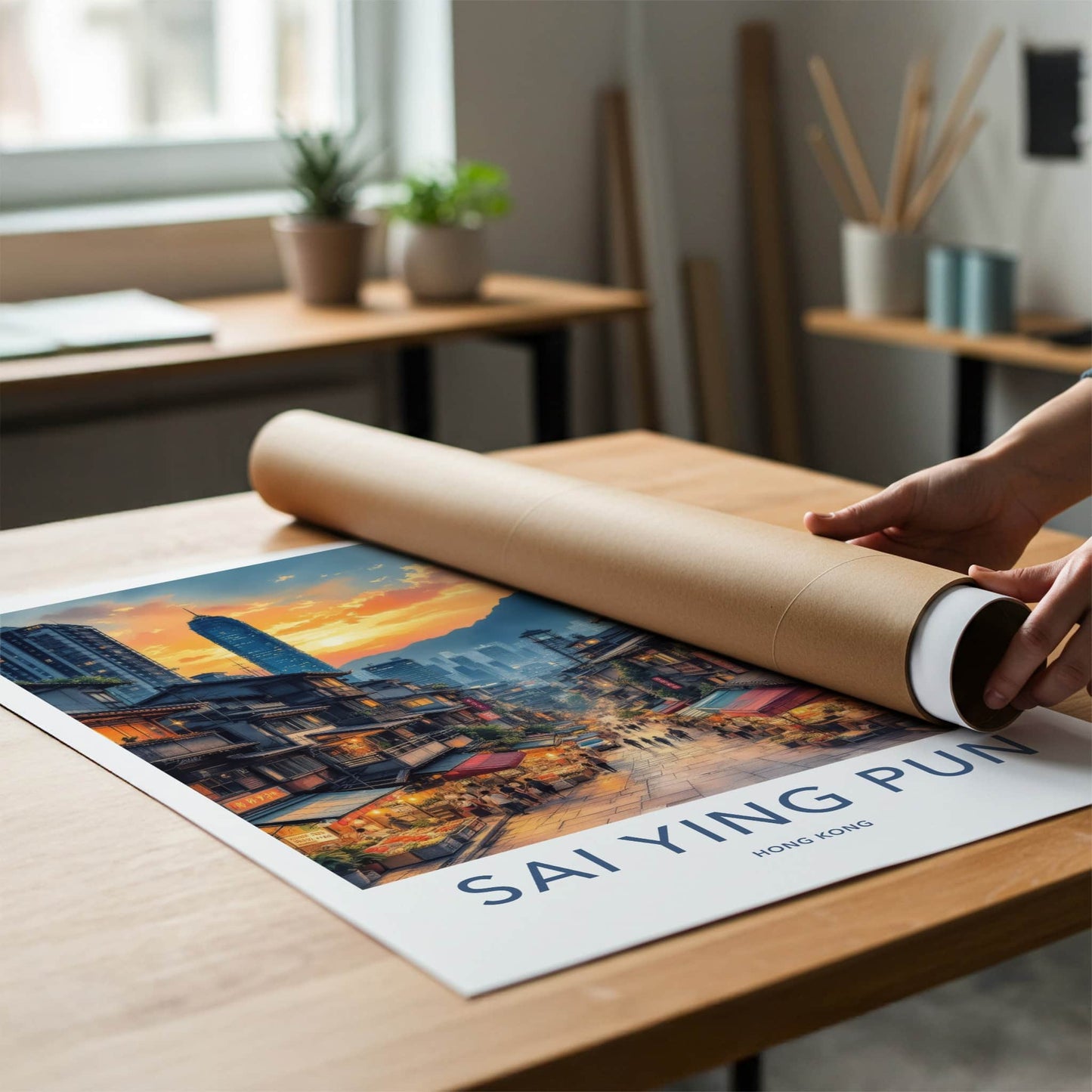 Sai Ying Pun Poster - Hong Kong Fine Art - Busy Asian Street Gift