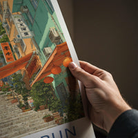 Sai Ying Pun Poster - Hong Kong Travel Art - Steep Street Staircase Home Decor
