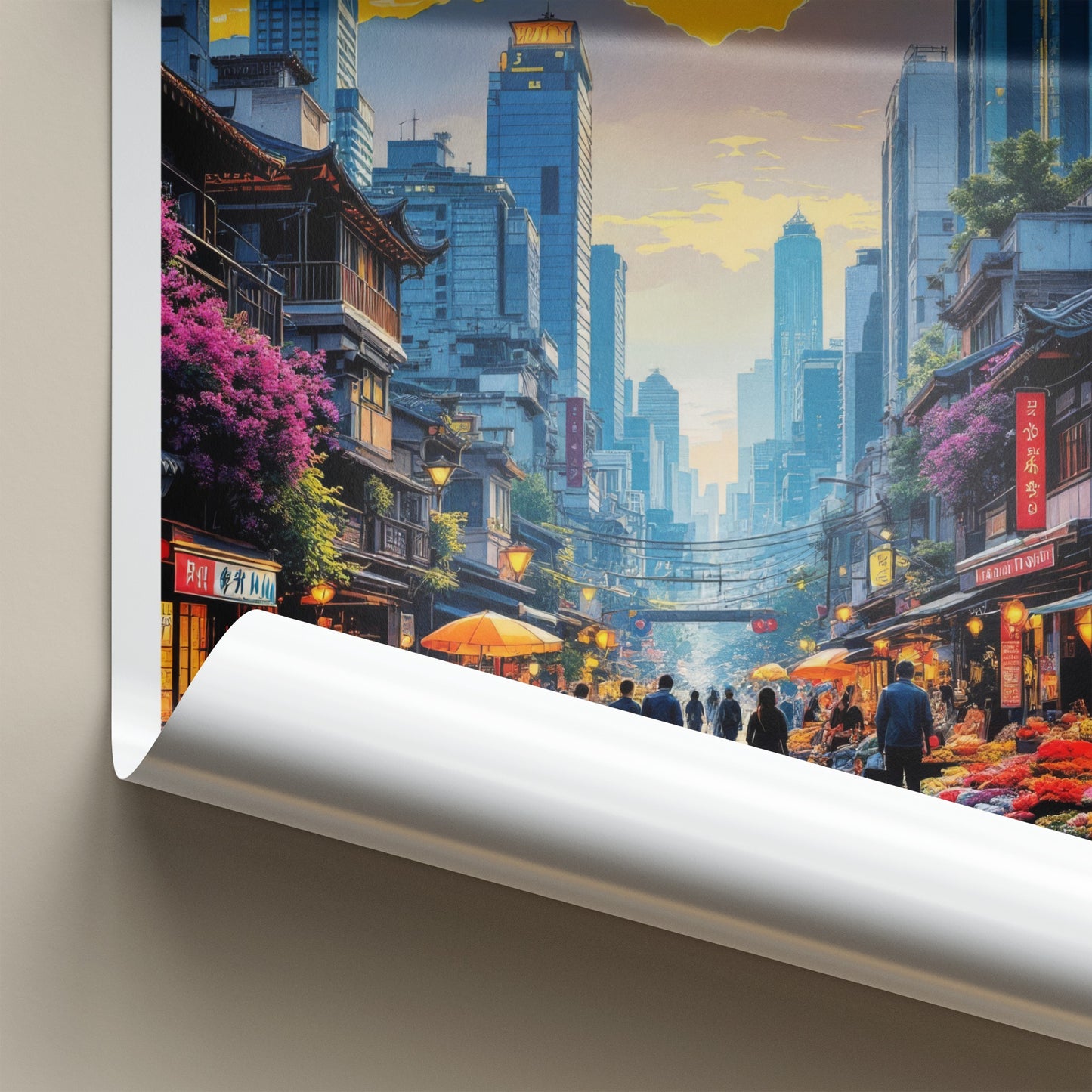 Sai Ying Pun Poster - Hong Kong Travel Art - Vibrant Market Asia Wall Decor