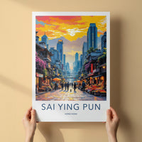 Sai Ying Pun Poster - Hong Kong Travel Art - Vibrant Market Asia Wall Decor