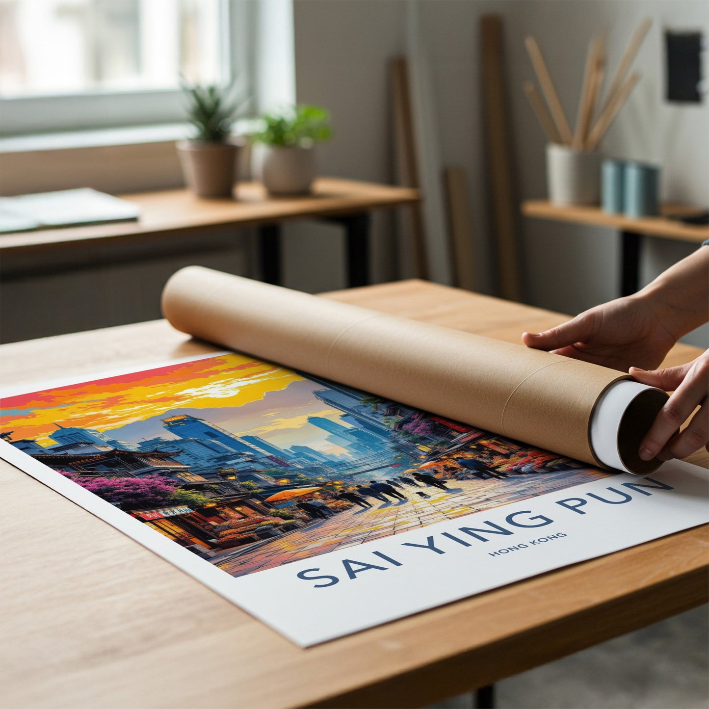 Sai Ying Pun Poster - Hong Kong Travel Art - Vibrant Market Asia Wall Decor