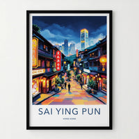 Sai Ying Pun Poster - Hong Kong Wall Art - Vibrant Street Scene Home Decor