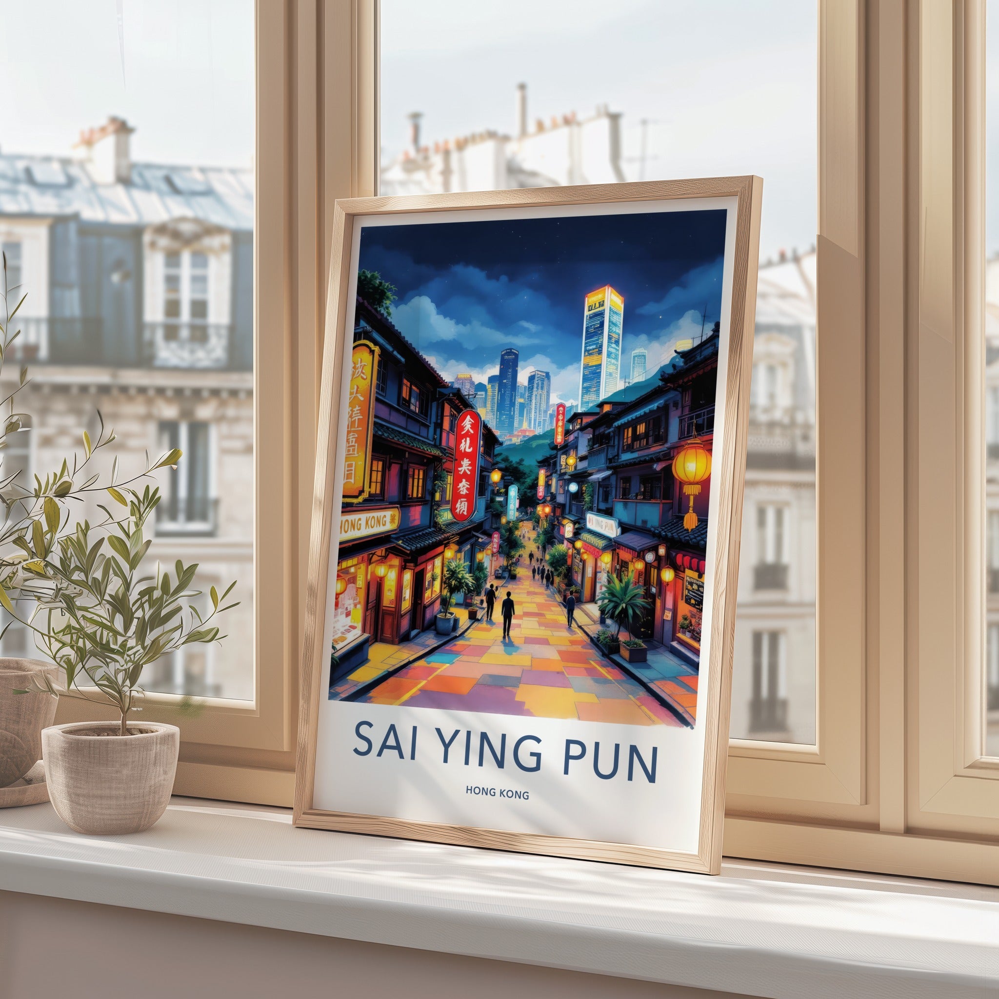 Sai Ying Pun Poster - Hong Kong Wall Art - Vibrant Street Scene Home Decor