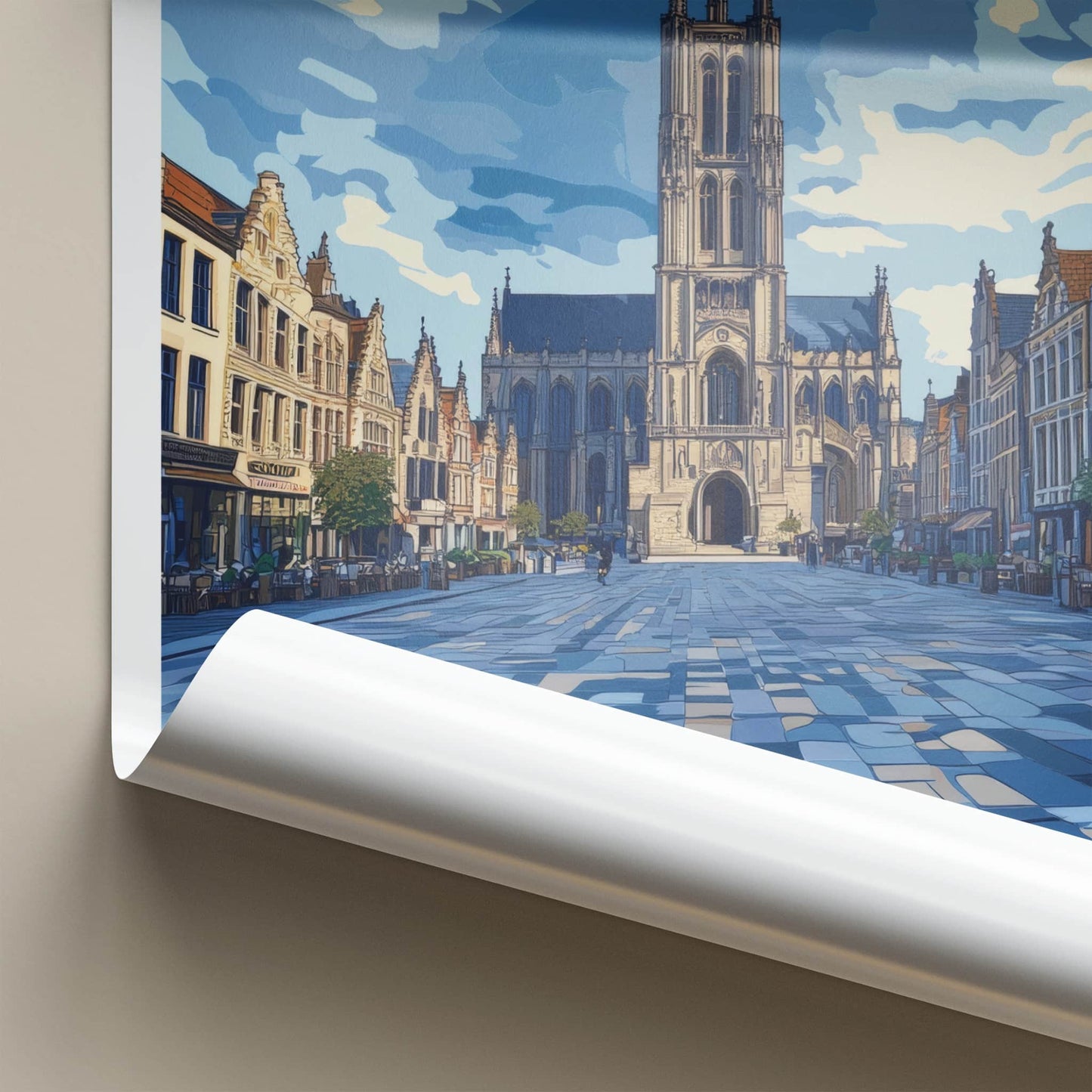 Saint Bavo's Poster - Belgium Travel Art - Grand Cathedral Vista Home Decor