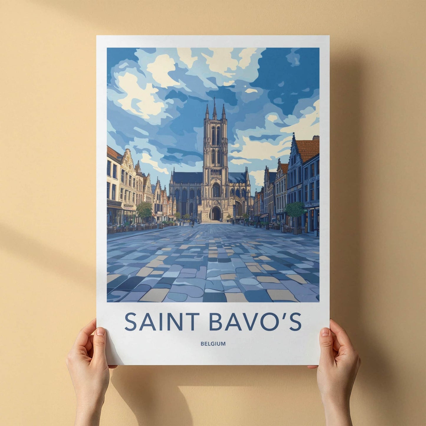 Saint Bavo's Poster - Belgium Travel Art - Grand Cathedral Vista Home Decor