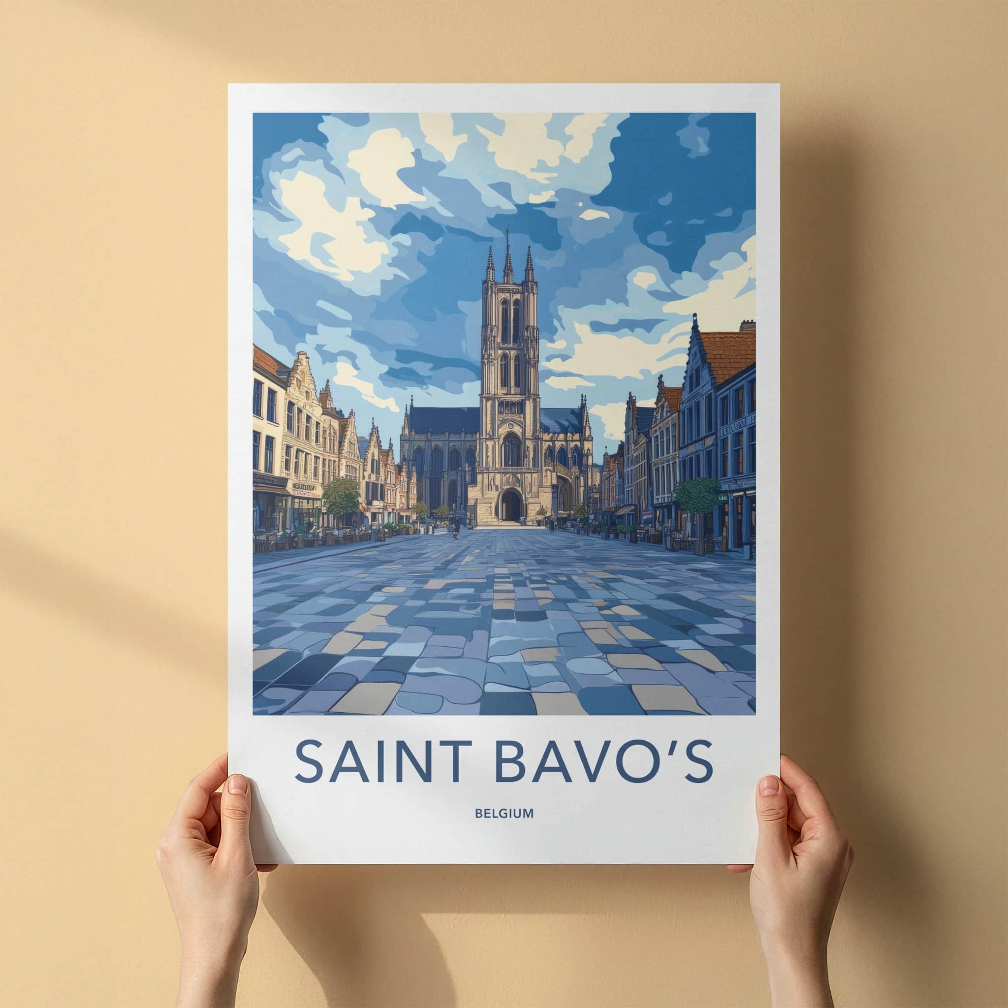 Saint Bavo's Poster - Belgium Travel Art - Grand Cathedral Vista Home Decor