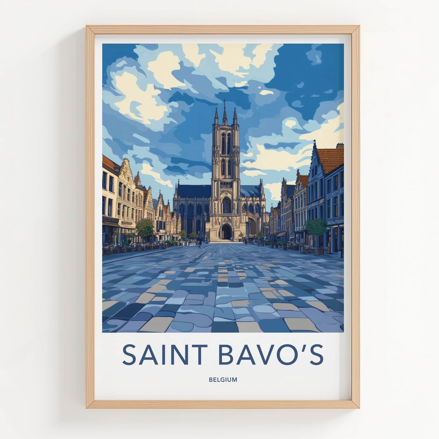 Saint Bavo's Poster - Belgium Travel Art - Grand Cathedral Vista Home Decor