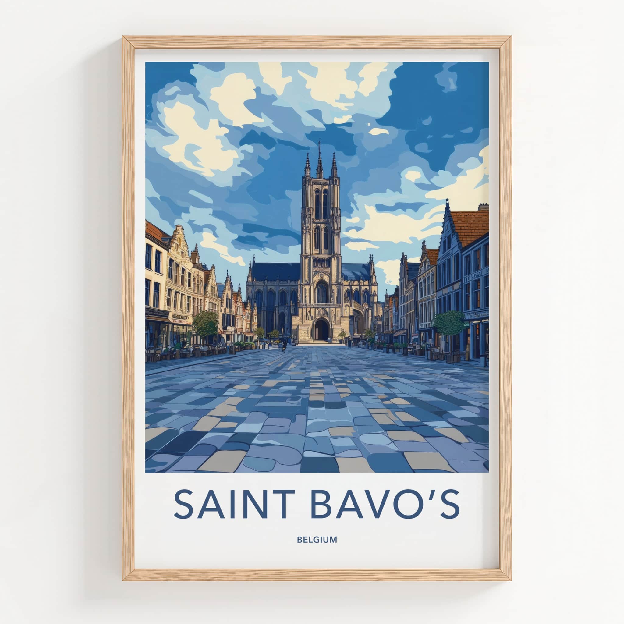 Saint Bavo's Poster - Belgium Travel Art - Grand Cathedral Vista Home Decor