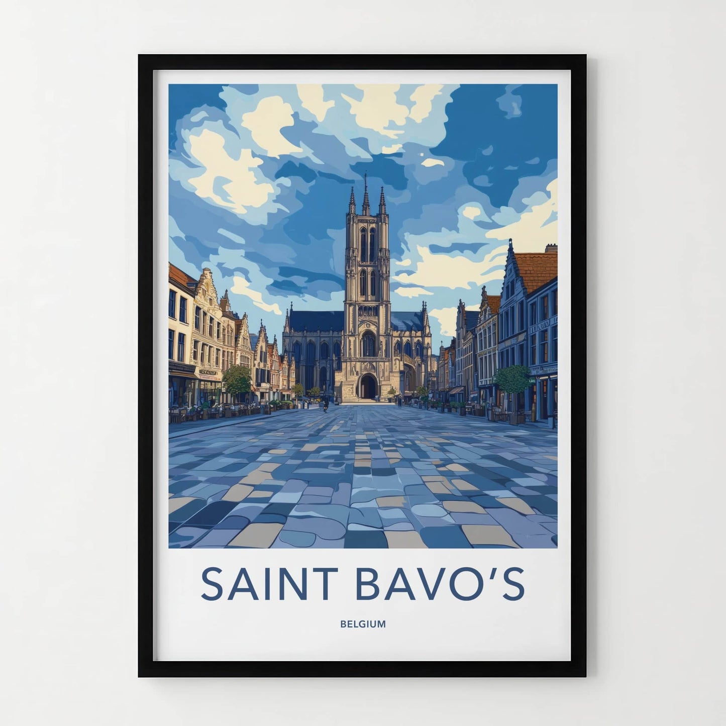 Saint Bavo's Poster - Belgium Travel Art - Grand Cathedral Vista Home Decor