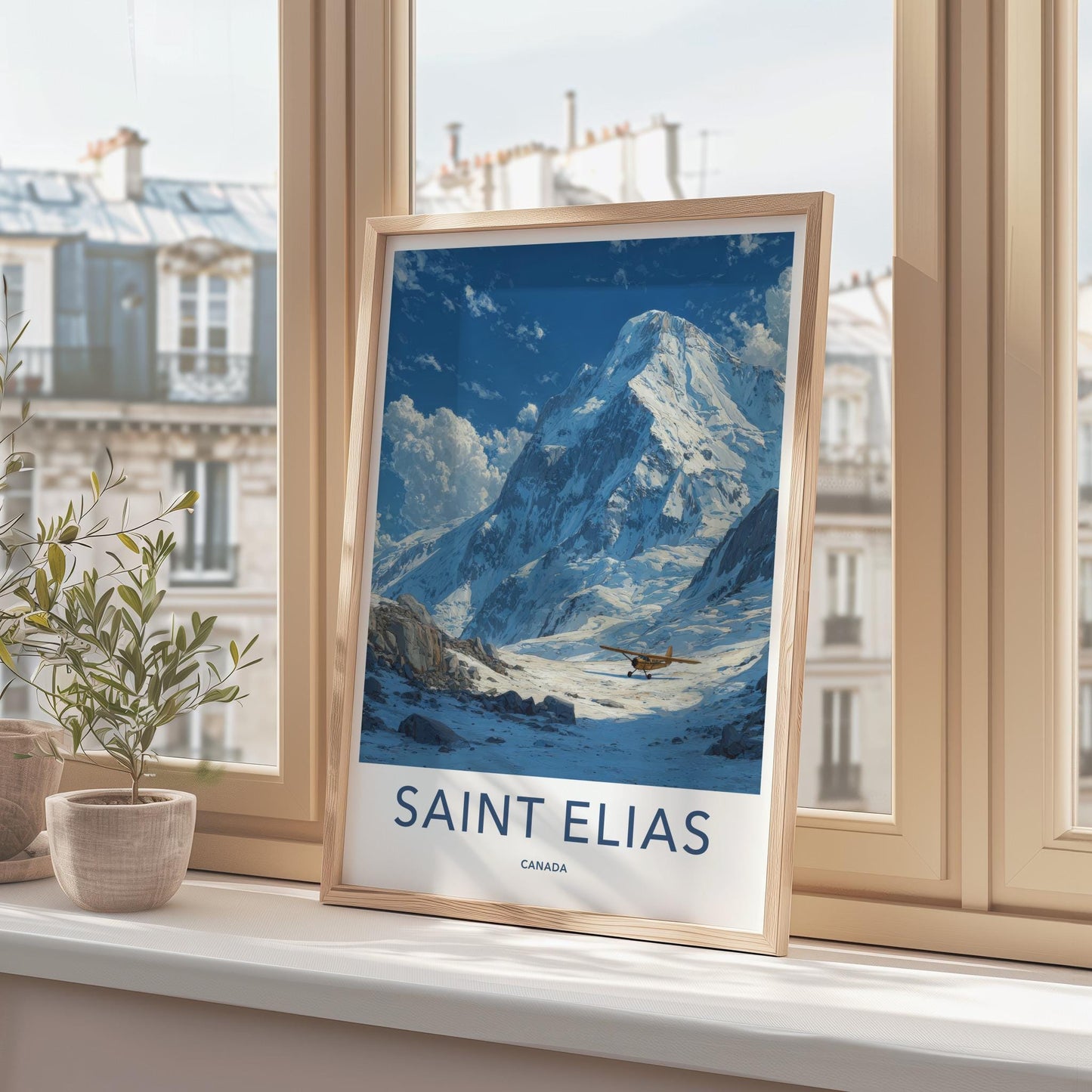Saint Elias Poster - Canada Travel Art - Alpine Plane Scene Home Decor