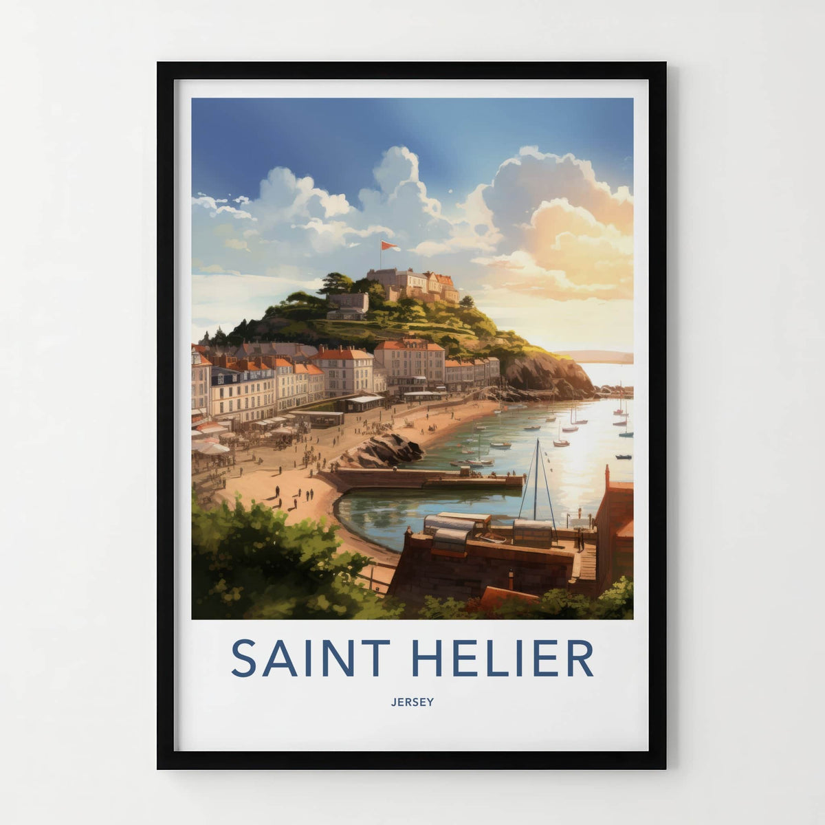 Saint Helier Poster - Jersey Travel Art - Coastal Bay Town Home Decor