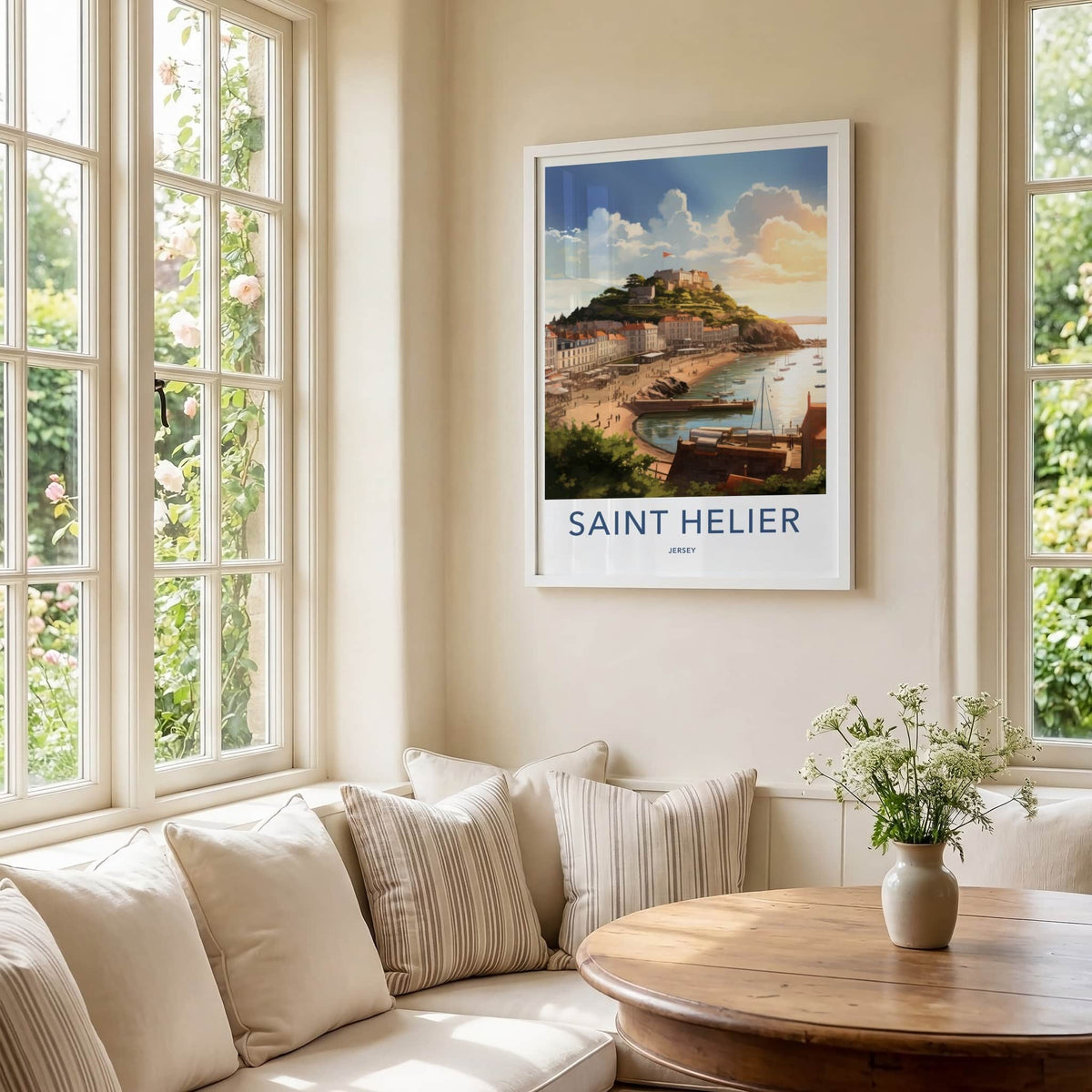 Saint Helier Poster - Jersey Travel Art - Coastal Bay Town Home Decor
