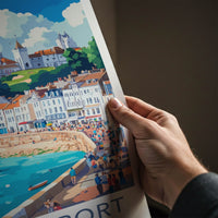 Saint Peter Port Poster - Guernsey Travel Art - Busy Coastal Town Home Decor