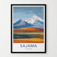 Sajama National Park Poster - Bolivia Travel Art - Volcanic Mountain Lake Home Decor