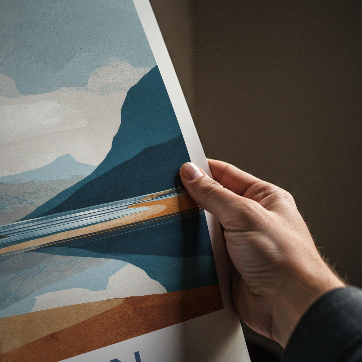Saksun Poster - Faroe Islands Travel Art - Coastal Mountain Reflection Home Decor